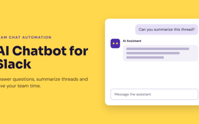 Feature image of a chat window where a user asks an AI assistant to summarize a thread, titled “AI Chatbot for Slack”
